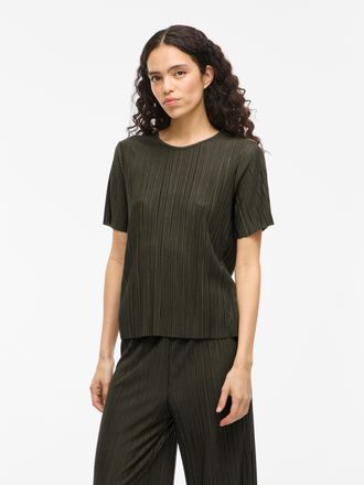 Vila Kurzarmshirt VILA VIPLISA O-NECK S/S TOP - NOOS, Damen, Gr. S, deep depths, Jersey, Obermaterial: 65% Polyester, 35% Viskose, unifarben, regular fit n