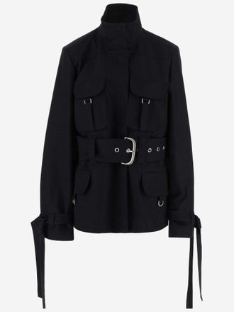 Off-white Black Adjustable Waist Belt Jacket