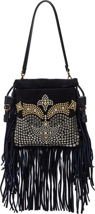 Etro Kalispera Small Stud-embellished Suede Shoulder bag - Blue - One Size