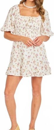 Sadie & Sage Bouquet Smocked Mini Dress In White Multi