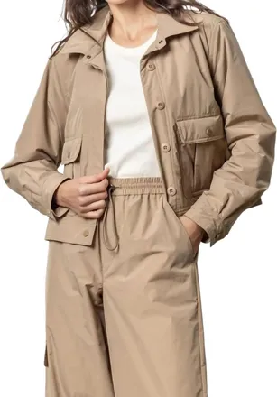 Lilla P Nylon Utility Jacket In Hickory