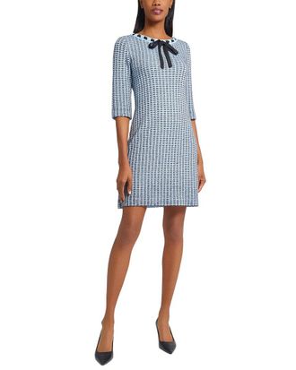Ming Wang Ming Wang Tweed Knit Sheath Dress with Crochet Ribbon Trim