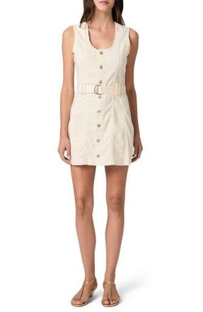 Paige Maxine Belted Sleeveless Denim Minidress in Quartz Sand at Nordstrom, Size 10