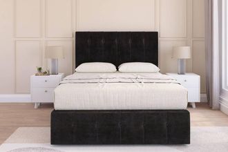 Sloomy Cambridge Plush Divan Set No Drawers - 26 Headboard-12 Footboard in Black | Size: Double