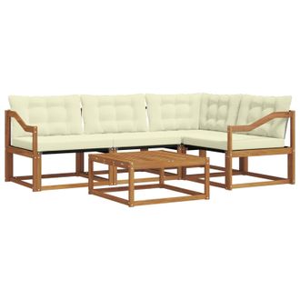 vidaXL Conjunto De Sof&aacute;s De Exterior Con Coj&iacute;n 5 Pcs Natural Y Crema Vidaxl