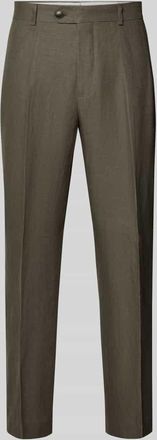 Selected Regular Fit Anzughose aus reinem Leinen Modell BAIRD in Oliv, Gr&ouml;&szlig;e 46