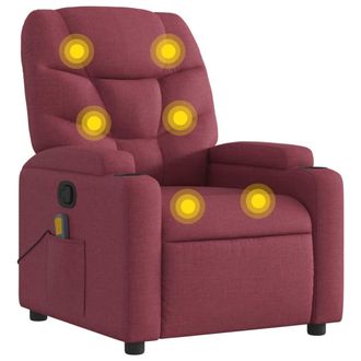 vidaXL Sill&oacute;n De Masaje Reclinable De Tela Color Vino Tinto Vidaxl