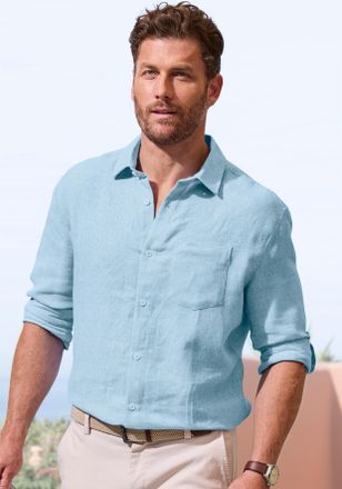John Devin Leinenhemd JOHN DEVIN Langarmhemd, Herren, Gr. XXXL (47/48), N-Gr, hellblau, Leinenmischung, Obermaterial: 55% Leinen, 45% Baumwolle, regular fit norm