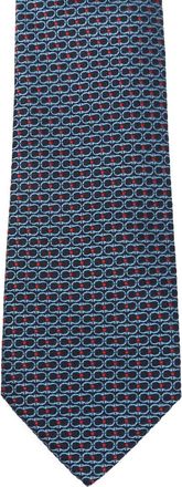 Ferragamo Blue Gancini Jacquard Tie