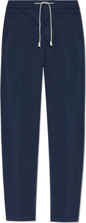 Eleventy Broek met trekkoord en taps toelopende pijpen - Heren - Slim Fit Broeken - Blauw - W31 - Katoen - Broeken