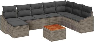vidaXL Set Divano Da Giardino 9 Pcs Grigio Vidaxl