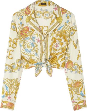 Versace Camicia crop Underwater Barocco annodata - Toni neutri