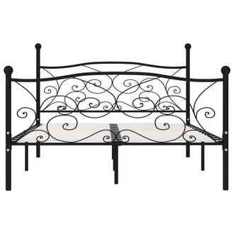 Berkfield Home Elegant Bed Frame with Slatted Base Black Metal 140x200 cm