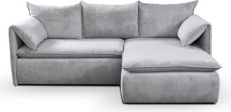 VENTE-UNIQUE.COM Sofá rinconera terciopelo 4 plazas gris 230x166cm