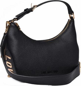Love Moschino Half Moon Crossbody Bag In Textured Polyurethane