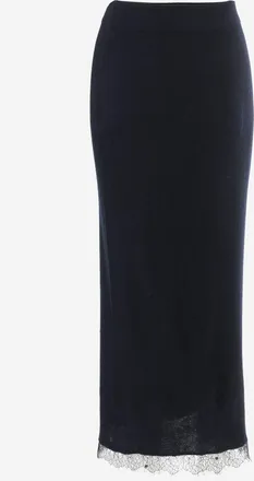 arch4 Womens Cashmere Skirt With Lace Detail Dark Navy
