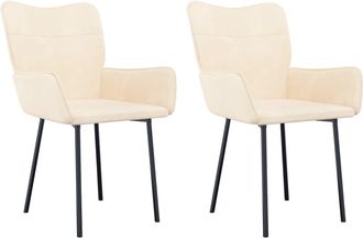 vidaXL Sillas De Comedor 2 Unidades Terciopelo Crema Vidaxl