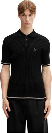 Filling Pieces Tops, Heren, Zwart, M, Katoen, Fijngebreide Polo