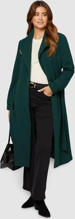 Wallis Double Crepe Wrap Belted Coat in Green at Nordstrom, Size 18