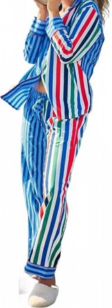 Printfresh Gift Wrapping Long Pajama Set In Nautical Stripe