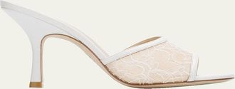 Stuart Weitzman Bareitall 85mm Lace Slide Sandals