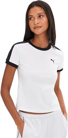 Puma T7 Slim Fit T-Shirts Womens Workout Puma White : SM, Cotton/Elastane