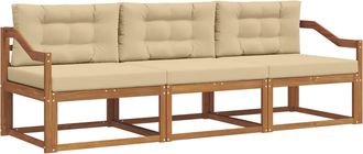 vidaXL Conjunto De Sof&aacute;s De Exterior 3 Uds. Natural Y Beige Vidaxl