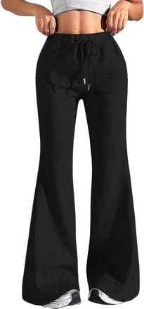 Generic Womens Flared Trousers Elegant High Waist Yoga Trousers Womens Long Sports Trousers with Drawstring Bootcut Trousers Stretch Bootcut Leisure Trousers 