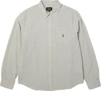HUF Megablast Ls Woven Top - Heren - Casual Overhemden - Beige - S - Katoen - Overhemden