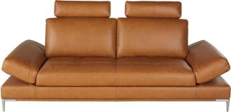 Maisons du monde Sof&aacute; 3 plazas con respaldo reclinable de piel color camel