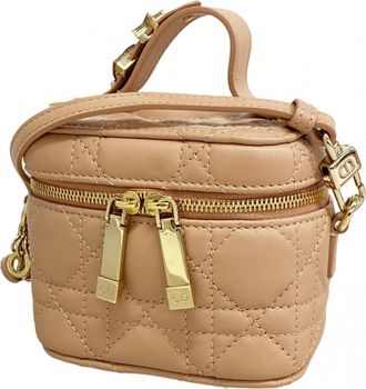 Dior Pink Beige Leather Vanity Bag (Pre-Owned)