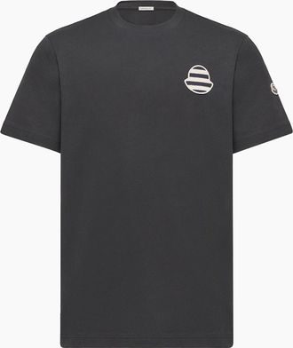 Moncler Mens Stripe Logo T Shirt Black - Navy - Size: 40
