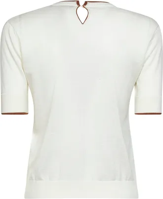 Max Mara Womens Knit Top Mstagenda White Silk Sweater