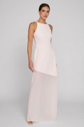 Six Stories Twist Strap Sheer Hem Maxi Dress in Pale Pink at Nordstrom, Size 10