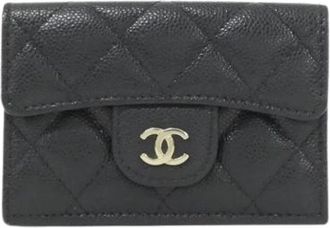 Chanel Pre-owned Portemonnee (tri-fold) - Dames - Vintage Accessoires - Zwart - ONE Size - Leer - Vintage