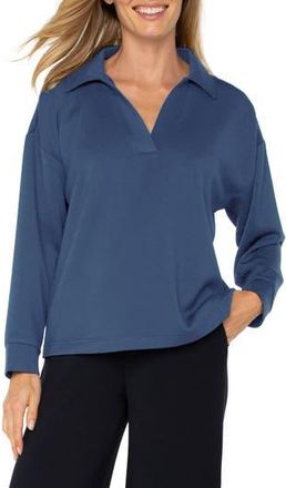 Liverpool L.A. Johnny Collar Knit Top in Prussian Blue at Nordstrom Rack, Size X-Large