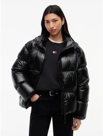 Tommy Hilfiger Womens Tommy Jeans Shiny Down Puffer Jacket - Black - M