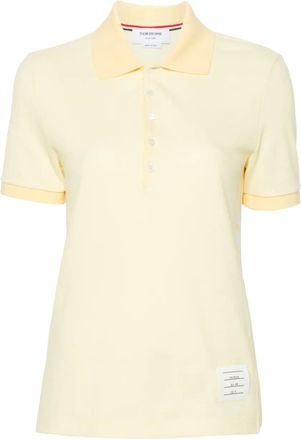Thom Browne Polo a righe con applicazione logo - Giallo