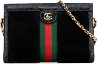 Gucci Borsa a tracolla Ophidia piccola in pelle scamosciata con catena 2016-2025 - Nero
