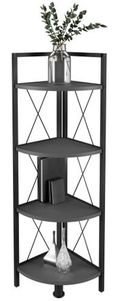 ebuy24 Ebuy24 - Vcm Madera Metal Esquina Estante De Almacenamiento Estante Estante Decoraci&oacute;n Libros Stand Estante Insasi 4 (antracita)
