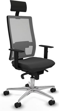 Piqueras y Crespo Piqueras Y Crespo - Horna sincro malla gris similpiel gris oscuro brazos 1D base aluminio cabecero fijo ruedas 65mm nailon