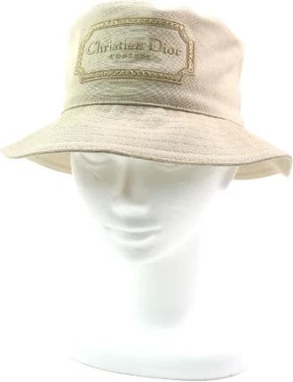 Dior Pre-owned Logo Geborduurd Katoenen Bucket Hat - Heren - Vintage Accessoires - Beige - ONE Size - Katoen - Vintage