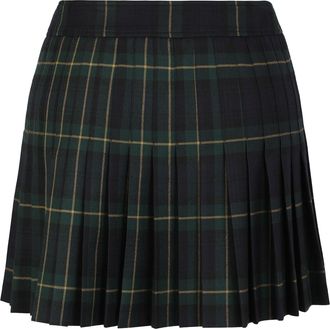 Celine Womens Tartan Wool Mini Kilt Skirt