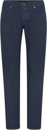 Kiton Slim Fit Linnen Jeans - Heren - Slim Fit Jeans - Blauw - W34 - Linnen - Jeans