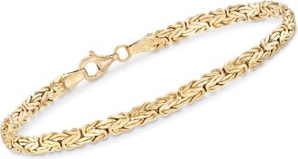 Ross-Simons 18kt Gold Over Sterling Flat Byzantine Bracelet