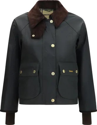 Barbour Womens Waxed Jacket Beadnell Sage-Ancient Cotton Puffer Sage/ancient