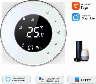 OEM Termostato Programable Para Caldera De Gas, Controlador De Temperatura Por Contacto Seco, Pantalla T&aacute;ctil Lcd Retroiluminada, Control Por Voz, Compati