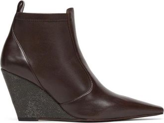Brunello Cucinelli Brown Leather Ankle Womens Boots