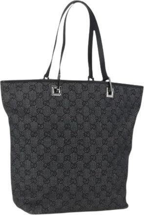 Gucci Pre-owned Tote Bags, female, Black, Size: ONE SIZE Pre-owned Canvas Tote Bag