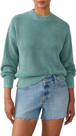 Faherty Sunwashed Organic Cotton Fisherman Sweater in Deep Jungle at Nordstrom Rack, Size Large